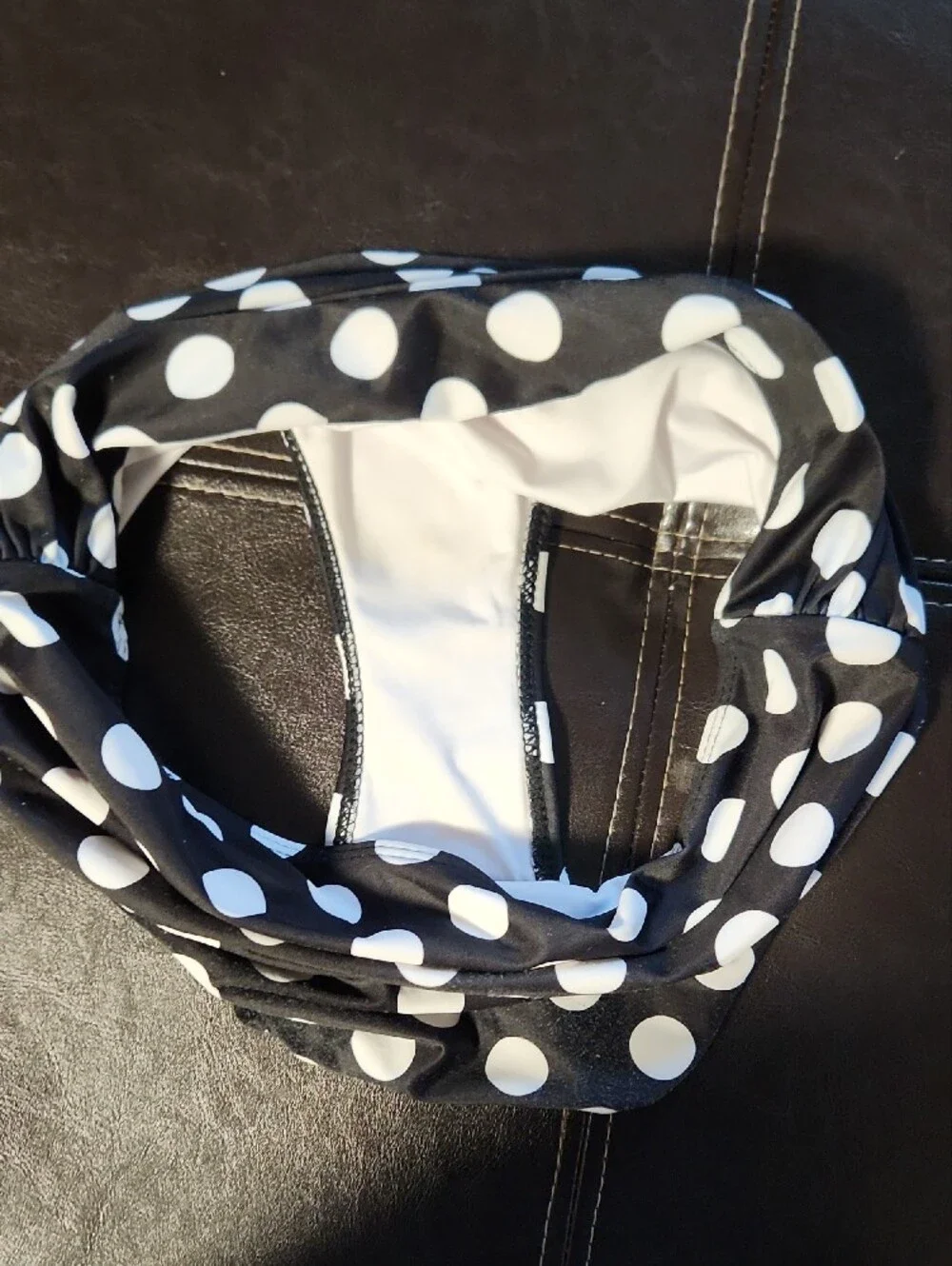 High-Waist Black & White Polka Dot Swim Bottoms